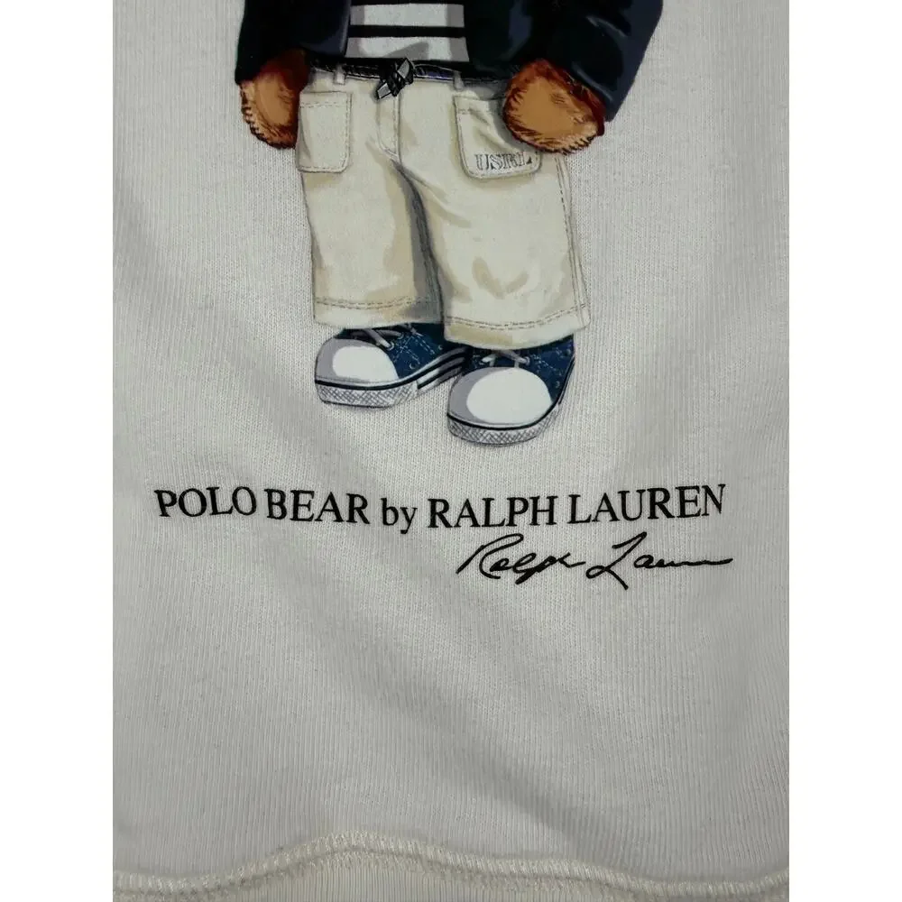 Polo Ralph Lauren Polo Bear Graphic Fleece Sweatshirt Cream Size 8-10 Kids
